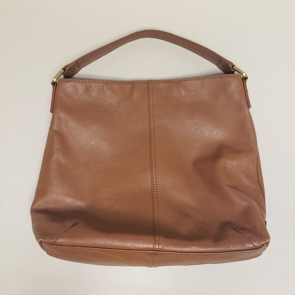KOOBA Large Brown Leather Shoulder Hobo Tote Satchel Purse Bag Saddle - Picture 1 of 16